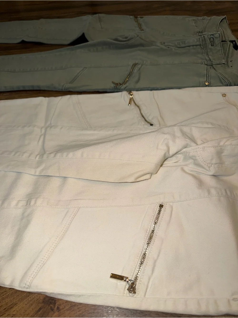 WHBM Skinny Crop Cargo Ankle Pants - Olive & Cream - Set of 2